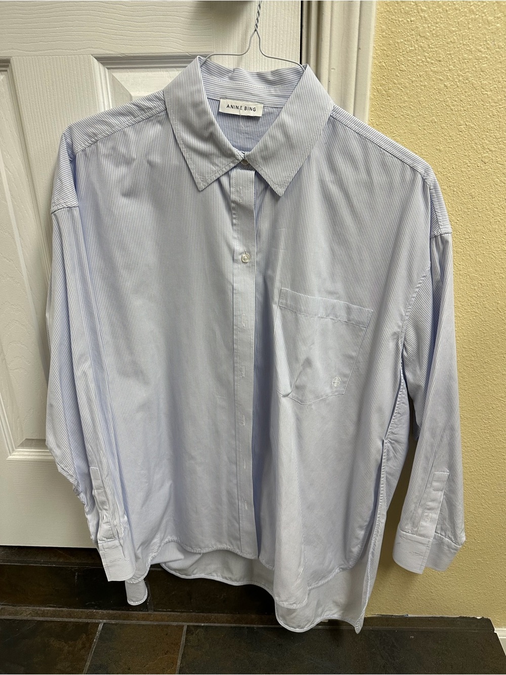 Anine Bing Light Blue Thin Pinstripe Men's Dress Shirt